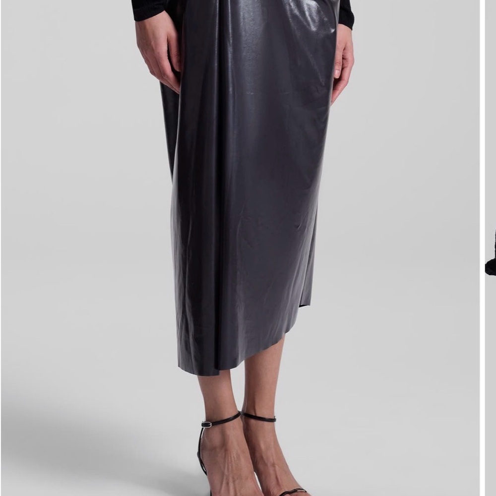 A.L.C. Black Faux-Leather Midi Skirt